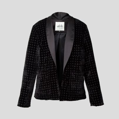 Picture of Studded effect black velvet blazer