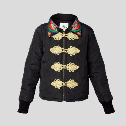 Picture of black bomber jacket with embroidary