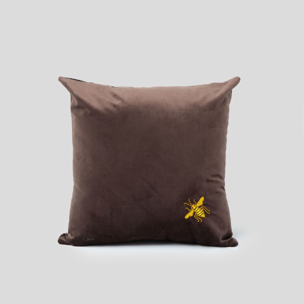 Picture of bee embroidered cushion