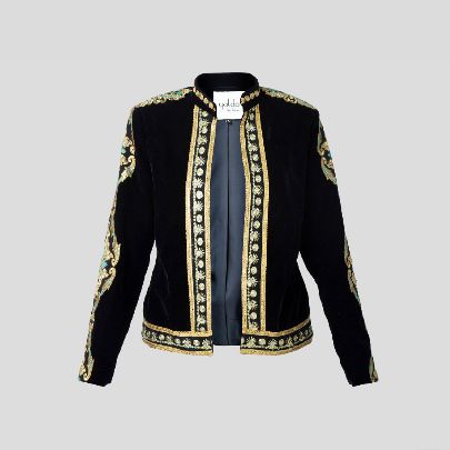 Picture of Golden black velvet coat