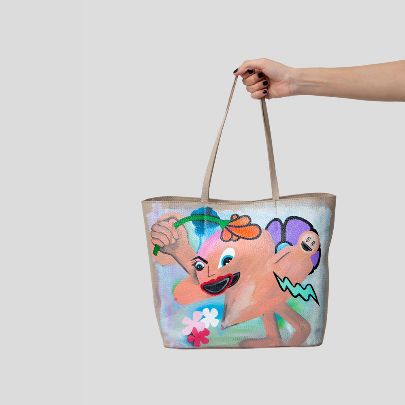 Picture of  Cream bag with painting