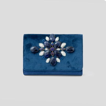 Picture of Navy blue velvet Clutch