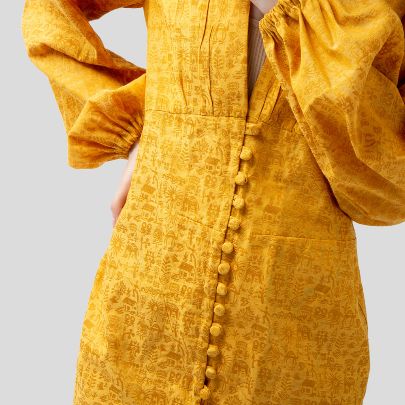 Picture of neck mustard dress