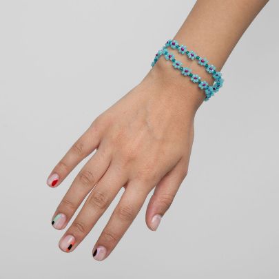 Picture of  Two-row blue flower bracelet