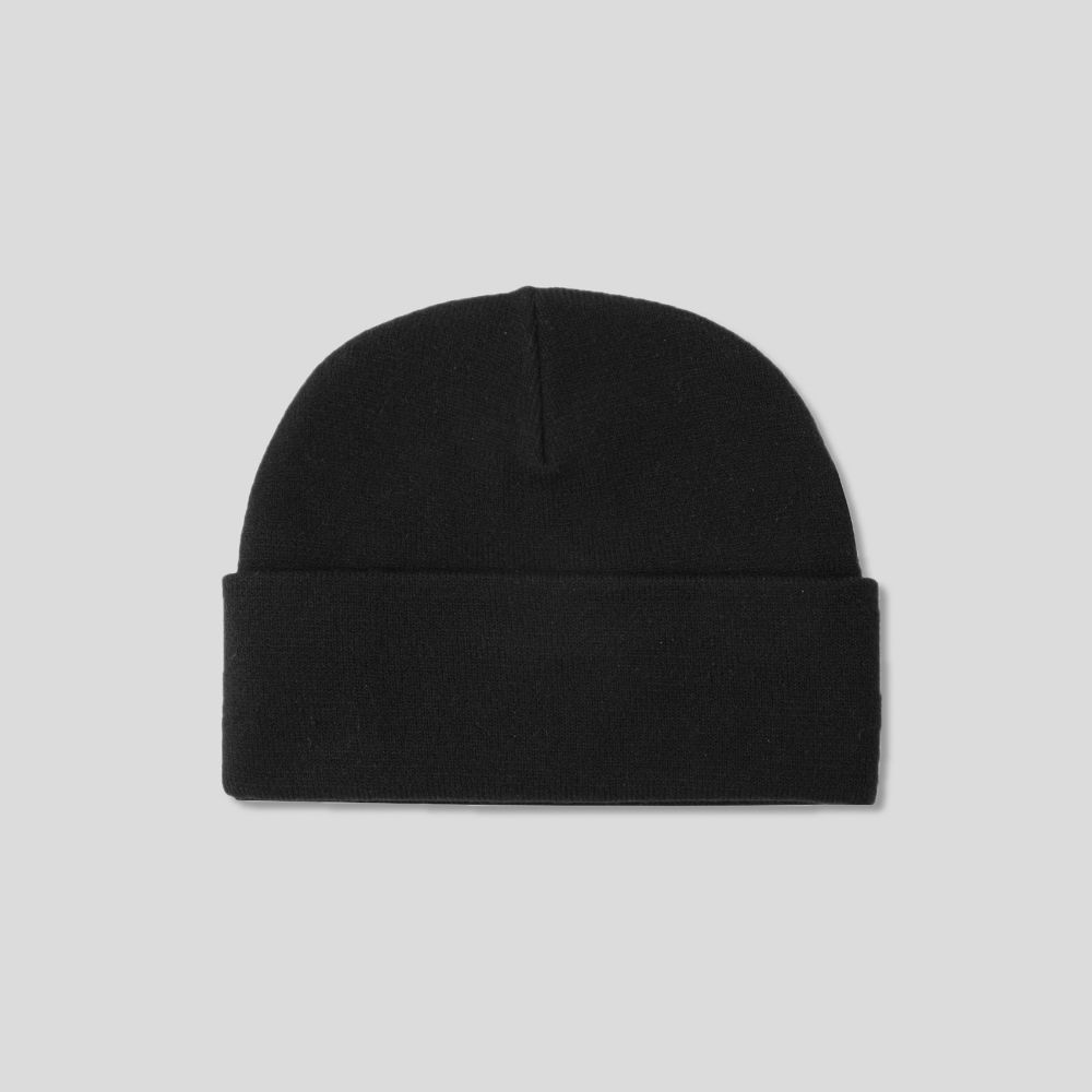 white and black beanie hat