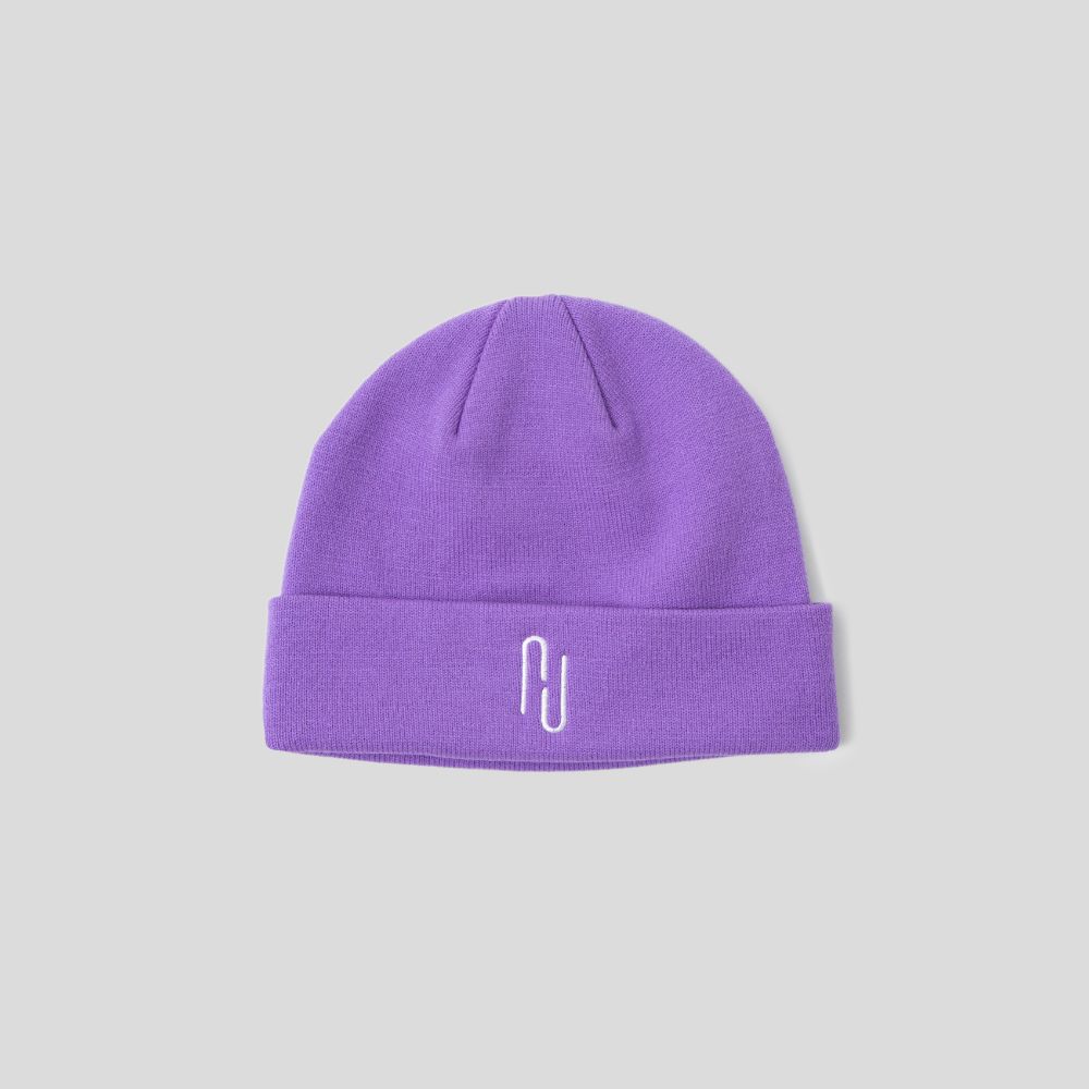 pink and purple beanie