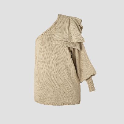 Picture of Beige single-sleeved knitted sweater