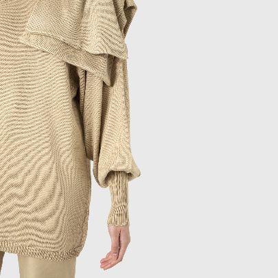 Picture of Beige single-sleeved knitted sweater