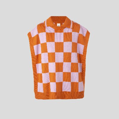 Picture of Orange plaid knit sweater