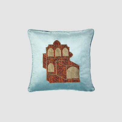 Picture of Light blue velvet cushion