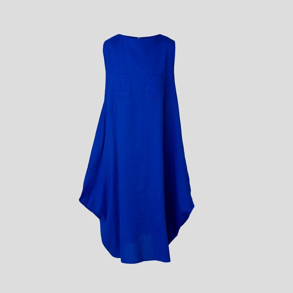 Picture of Blue linen lozenge dress