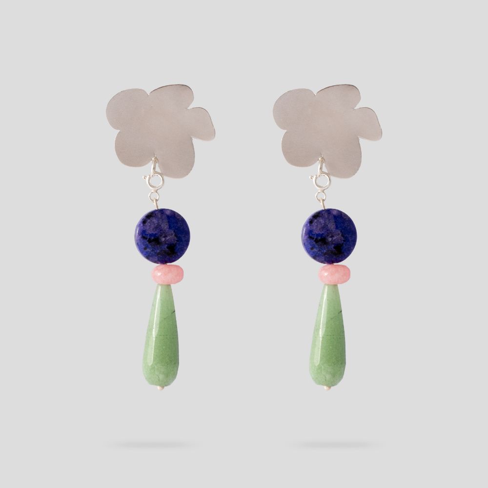 Picture of Flower earrings with purple pendant