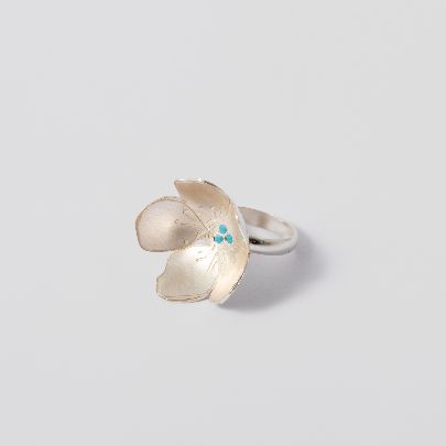 Picture of Big turquoise flower ring