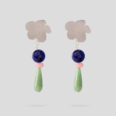 Picture of Flower earrings with purple pendant