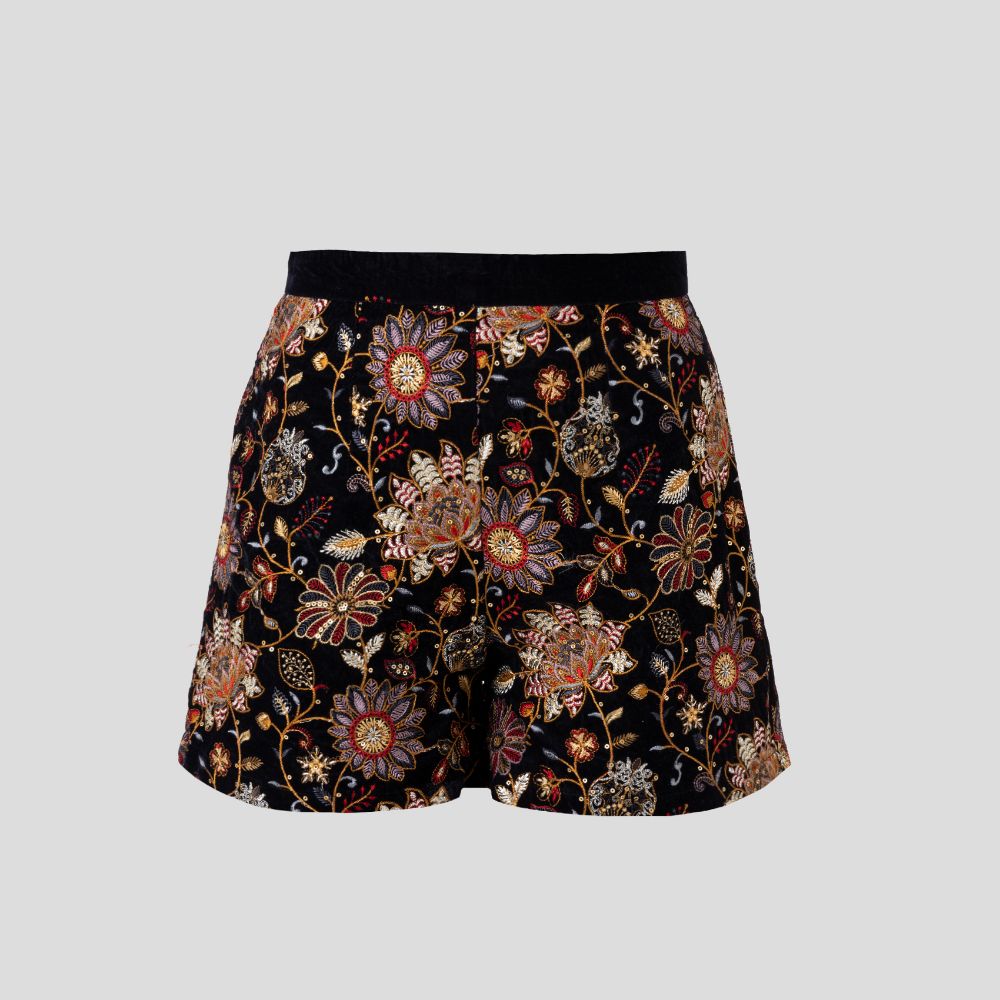 Picture of Embroidered velvet women's shorts