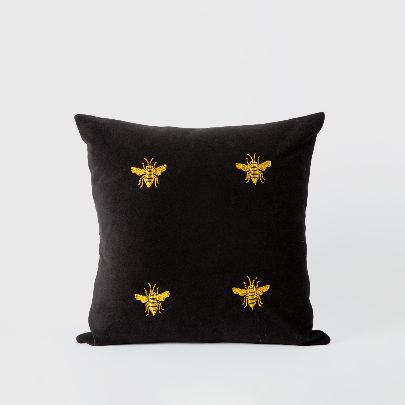 Picture of Black bee cushion