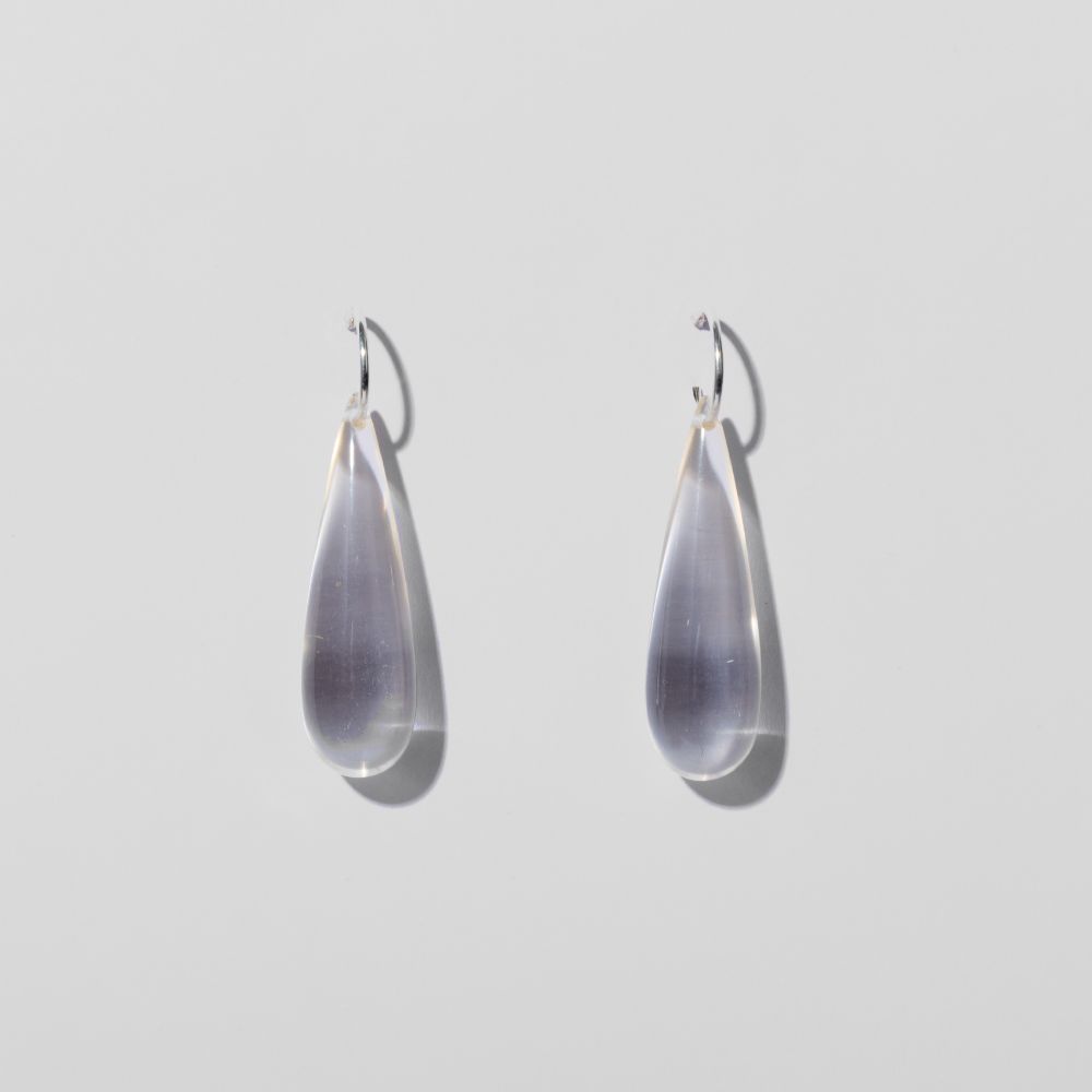 Picture of Large colorless  drop resin earrings