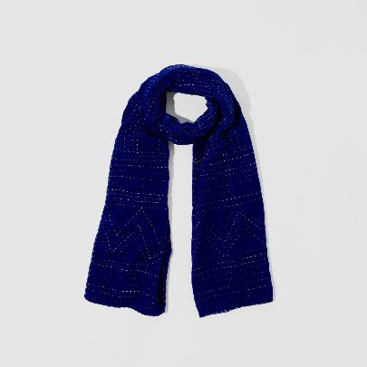 Picture of Navy blue  and gray velvet shawl