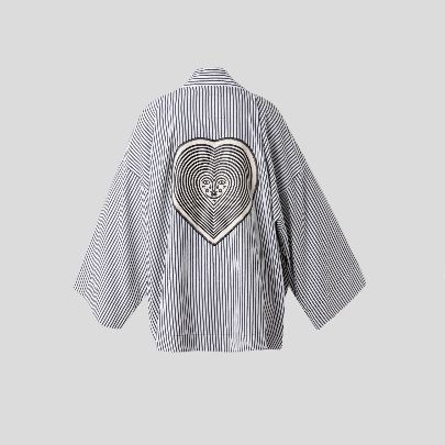 Picture of Love striped kimono