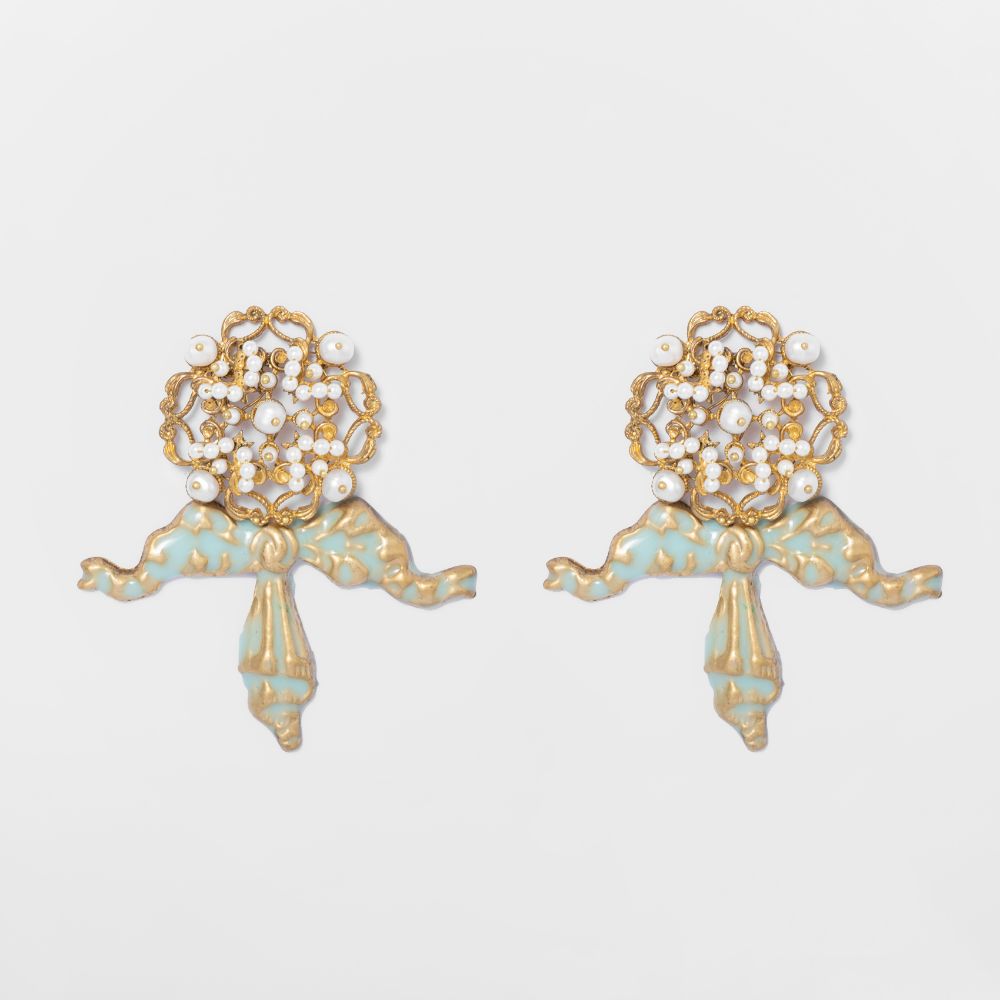 Picture of  Bow pearl garden earrings