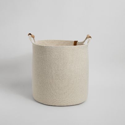 Picture of Simple white basket with straw handle