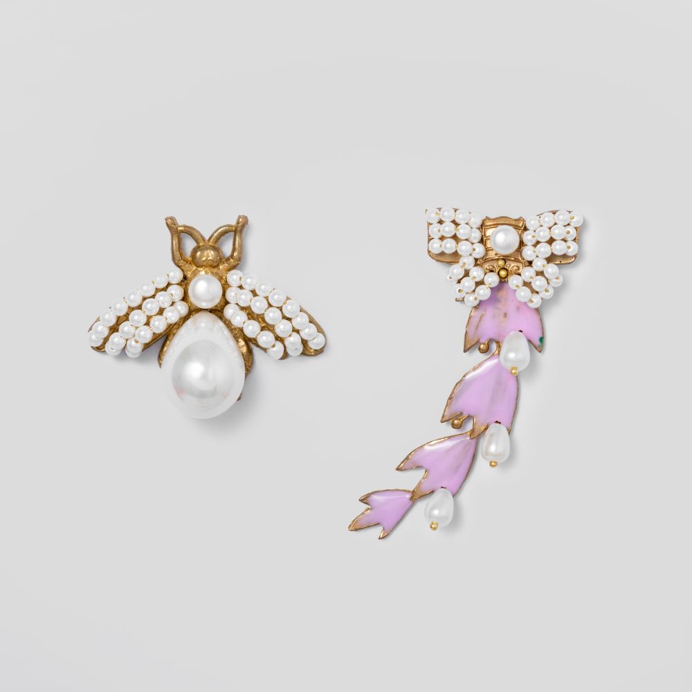 Picture of  Pink olive branch and shahpari earrings