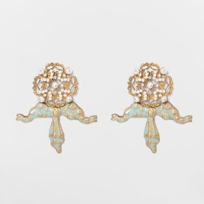 Picture of  Bow pearl garden earrings