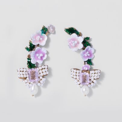 Picture of  Women's earrings with pink flower and bow