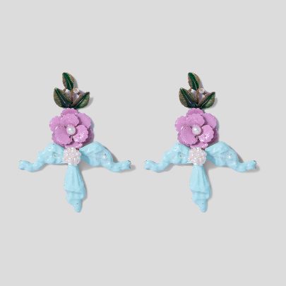 Picture of Women's earrings with pink flowers and bows