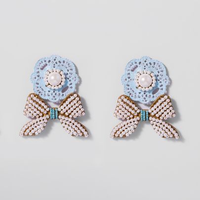 Picture of  Women's earrings with blue net and bow