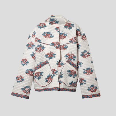 Picture of Floral white jacket with packets 