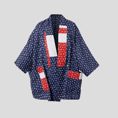 Picture of Floral Navy Blue patch work kimono jacket