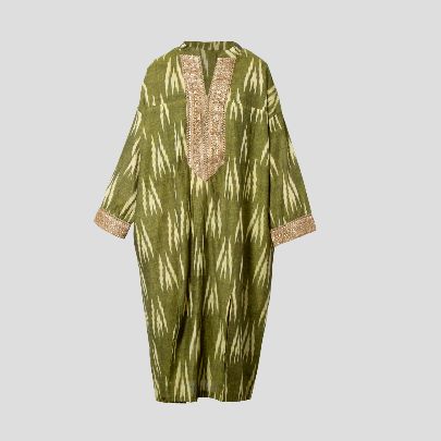 Picture of Green ikat linen kaftan