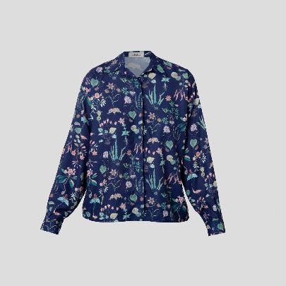 Picture of Navy blue cotton women's blouse 