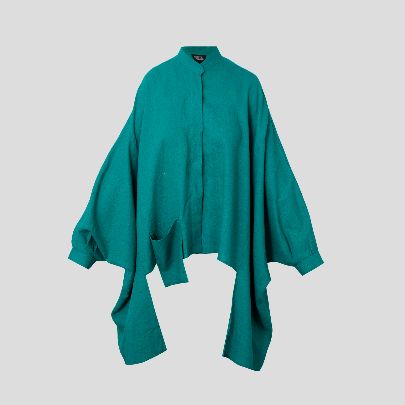 Picture of Green linen kimono sleeves blouse