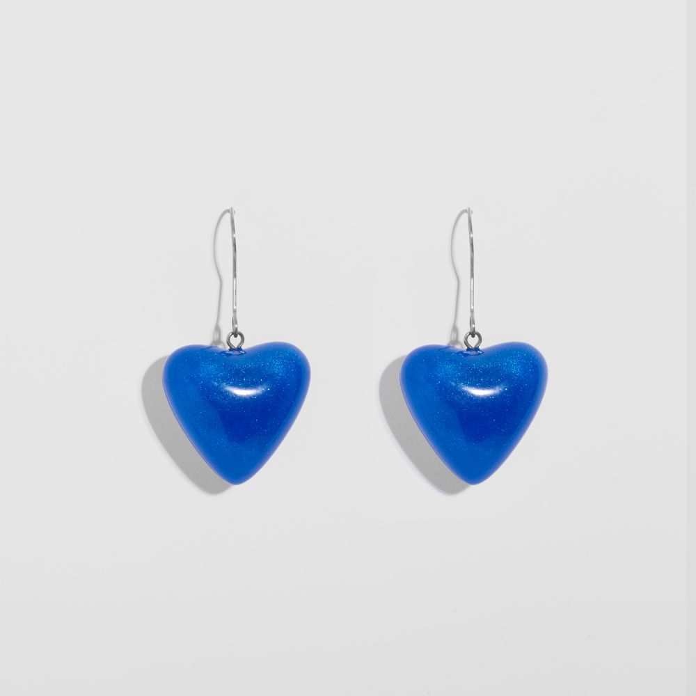 Picture of Blue ghalb resin and steel earrings