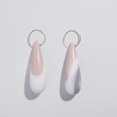 Picture of Large cream drop silver women's earrings