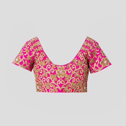 Picture of Short embroidered Indian taffeta blouse 