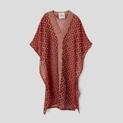 Picture of Women's red organza silk kaftan dress