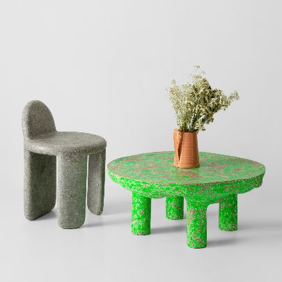 Picture of Random green paper composite middle table