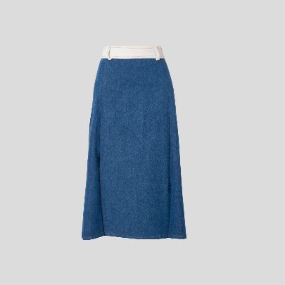 Picture of Zipper denim midi skirt