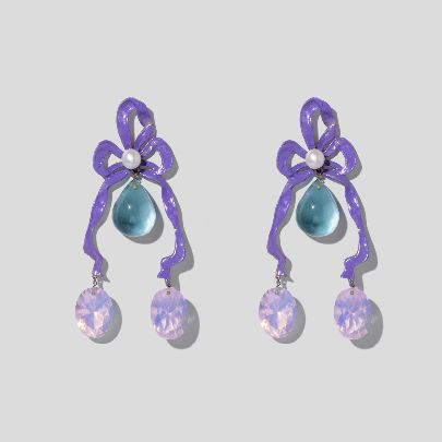 Picture of Women's bow earrings with blue stones