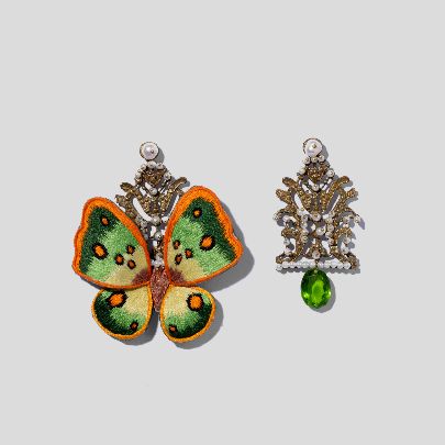 Picture of  Women's green embroidery butterfly earrings