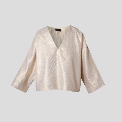 Picture of Set of gold linen pants and blouse for women