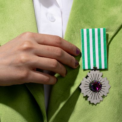 Picture of Tehran green and magenta steel and Swarovski medals