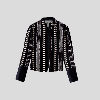 Picture of Women's black and silver embroidered velvet jacket