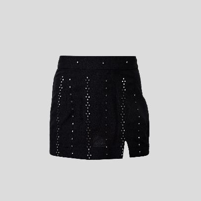 Picture of Women's patterned black blouse and skirt set