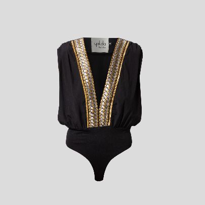 Picture of Black and gold cotton women's bodysuit