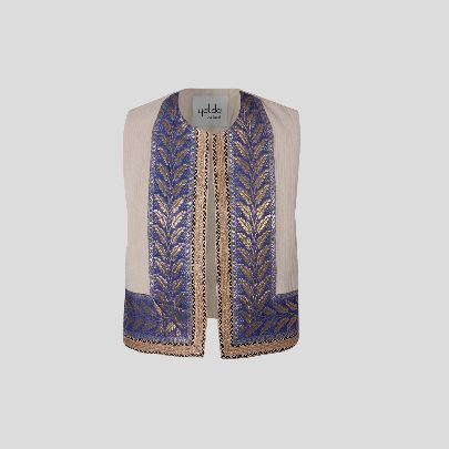 Picture of Cream and purple embroidered stripe vest