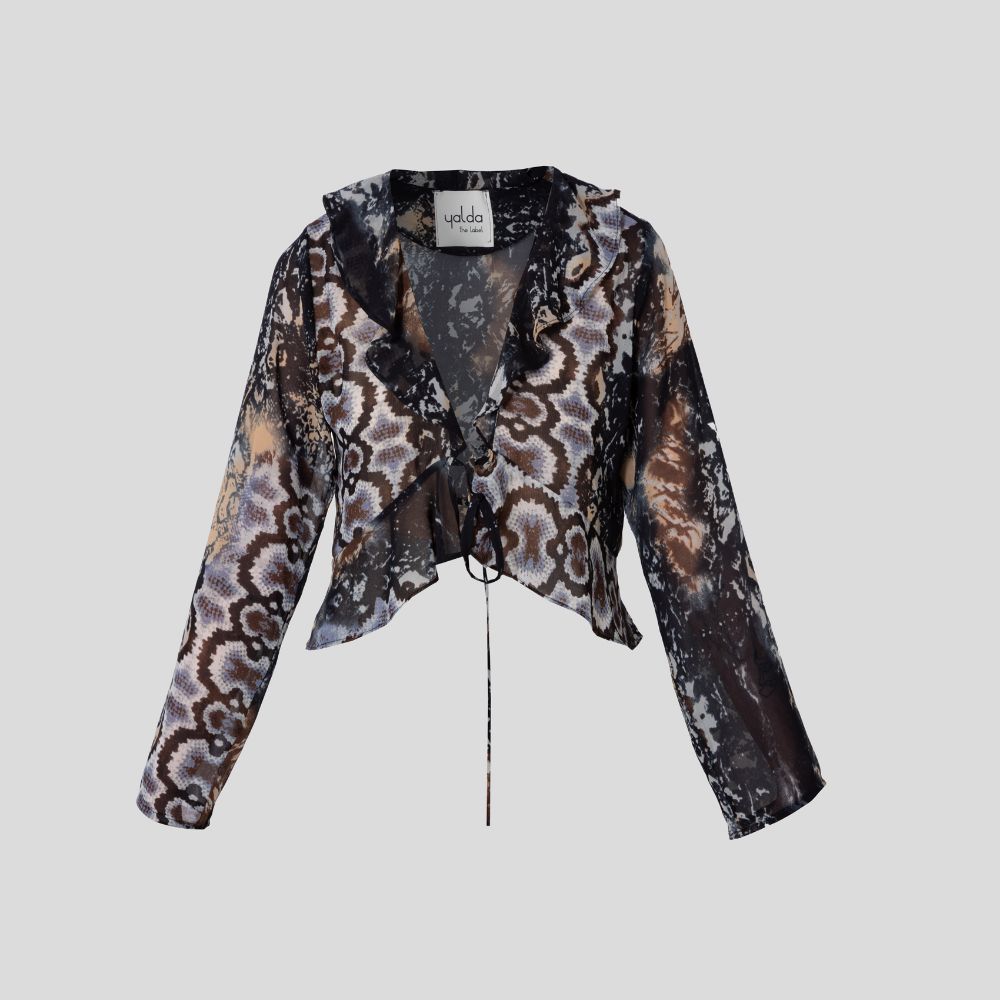 Picture of Women's silk blouse with snake skin design